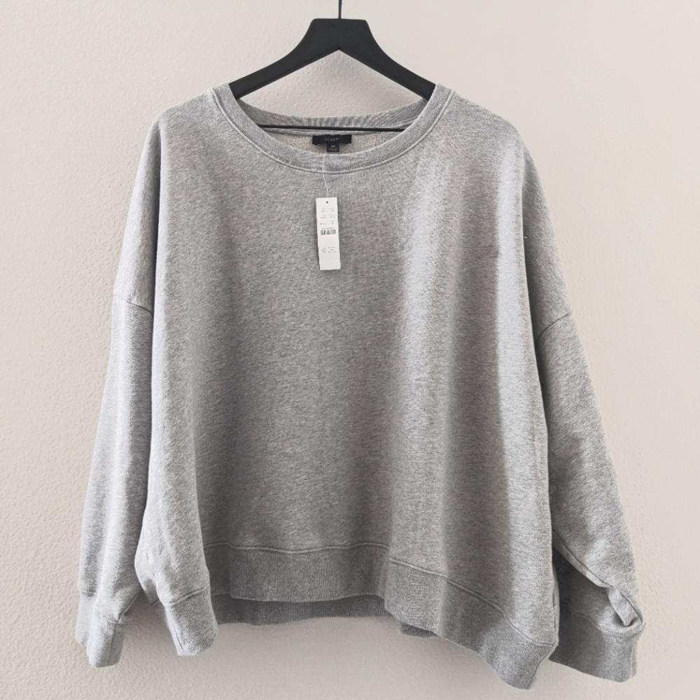 NWT 3X J.Crew Gray University Terry Logo Sweatshirt